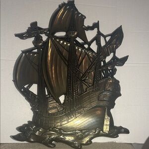 Bronze Sailing Ship Wall Art - Decorative Nautical Accent. 19 X 29